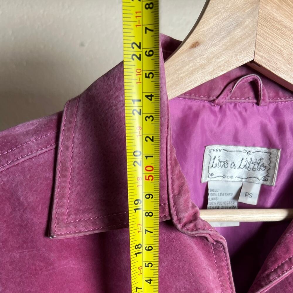 Vintage Live A Little Size PS 100% Leather Pink Button Jacket - Picture 3 of 6